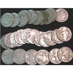 714. Group of (27) Old Buffalo Nickels with Indian Heads in a plastic tube.