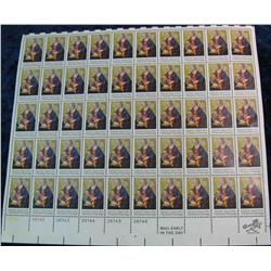 718. 1975 Original Mint Sheet of U.S. Christmas Stamps. Unused.