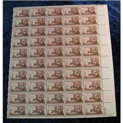 722. Original Mint Sheet of Wildlife Conservation Wild Turkey .03c Stamps.