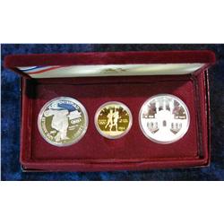 792. 1983-84 Three-Piece U.S. Gold & Silver Olympics Set in original holder.