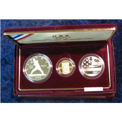 798. 1992 Olympics Three-Coin Proof Set with $5 Gold. Original as issued.