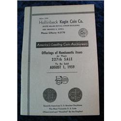 844. August 1, 1959 Kagin Auction Cataloge.
