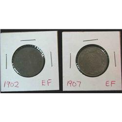 883. 1902 & 1907 Canada Large Cents. EF.