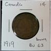 Image 1 : 899. 1919 Canada Large Cent. Brown Unc.