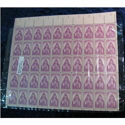 1136. Mint Sheet of 50 3c Help Fight Polio Stamps.