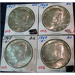 1182. 1967, (2) 68D & 69D Kennedy Halves. BU.