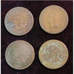 1187. 1881, 82, 83 & 84 Indian Head Cents. AG-G.