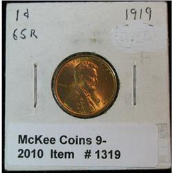 1319. 1919 P Lincoln Cent. MS 65 Red.