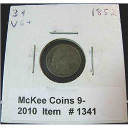 1341. 1852 U.S. Three Cent Silver. VG+.