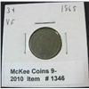 Image 1 : 1346. 1865 U.S. Three Cent Nickel. VF 20.