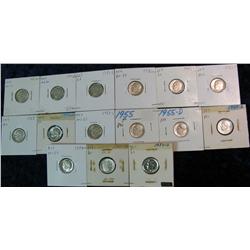 1372. 1951-55 P, D, & S Roosevelt Dime Set. All EF-BU. (15 pcs.).