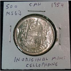 1380. 1954 Canada Half Dollar. Brilliant MS 63.