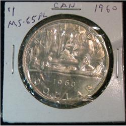 1382. 1960 Canada Silver Dollar. MS 65 PL
