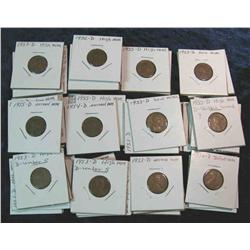 1390. Bag full of High D and Low D Variety Wheat Cents in holders.