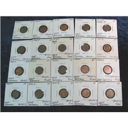 1391. (20) West Germany One Pfennig coins. Some high grades.