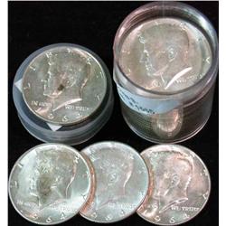 1565. 1964 P Roll 90% Silver Kennedy Half Dollars. EF-Unc.   