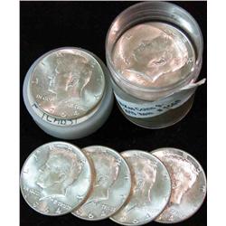 1568. 1964 D Roll 90% Silver Kennedy Half Dollars. EF-Unc.   