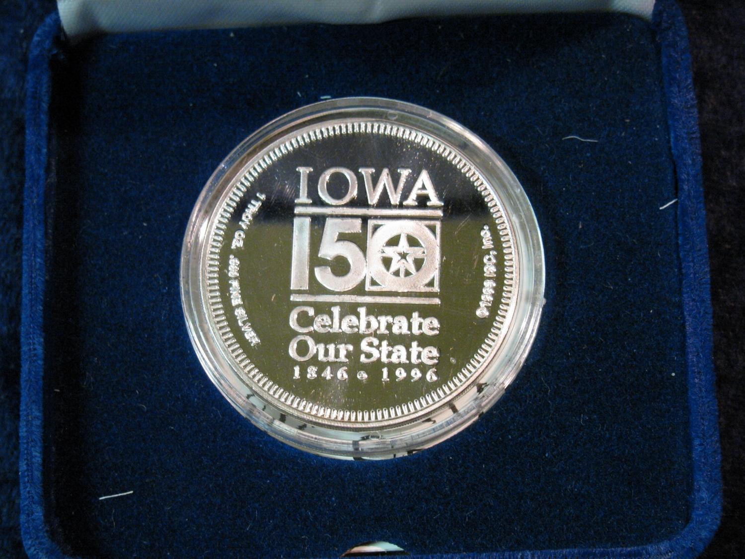 1586. 18461896 Iowa 150th Anniversary Proof One Ounce Silver Medal