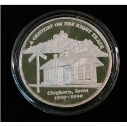 1587. 1890-1990 Cleghorn, Iowa Centennial Silver Proof Medal. 39mm.