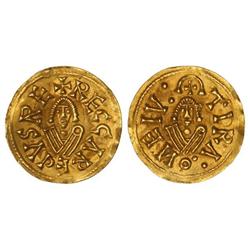Visigothic Coins - Triente. RECAREDO I (586-601). TIRASONA (Tarraconensis). Anv.: RECCREdVS RE. Rev.