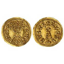 Visigothic Coins - Triente. RECESVINTO (649-672). EMERITA (Lusitania). Anv.: RECCES/V/INVS PX. Rev.: