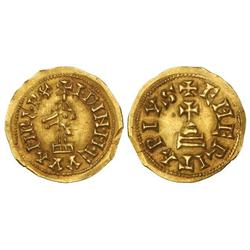 Visigothic Coins - Triente. WAMBA (672-680). EMERITA (Lusitania). Anv.: IDINMEVVMB. Rev.: EMERITPIVS