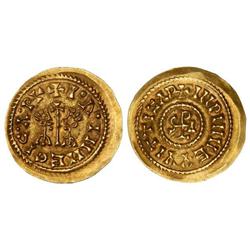 Visigothic Coins - Triente. EGICA y VITIZA (694-702). ISPALI (Baética). Anv.: I.:INNEGIC. Rev.: INPI