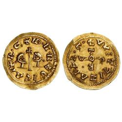 Visigothic Coins - Triente. EGICA y VITIZA (694-702). TARRACONA (Tarraconensis). Anv.: NP.N.N.EGICR.