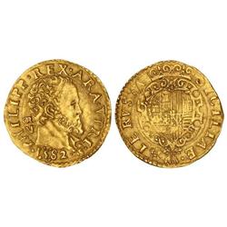 Spanish Monarchy: Philip Ii - 1 Escudo. 1582. NÁPOLES. GR/VP. 3,37 grs. AU. MUY ESCASA. Vti-383. EBC
