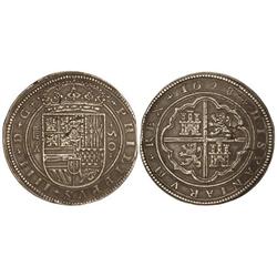 Spanish Monarchy: Philip Iv - 50 Reales. 1628. SEGOVIA. A cruz encima. 164,34 grs. Pequeñas grietas 