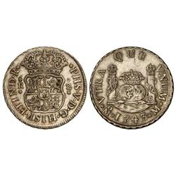 Spanish Monarchy: Philip V - 2 Reales. 1743. MÉXICO. M. Columnario. Cal-1294. EBC-. 