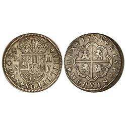 Spanish Monarchy: Philip V - 2 Reales. 1724. SEVILLA. J. Cal-1426. EBC-/MBC+. 