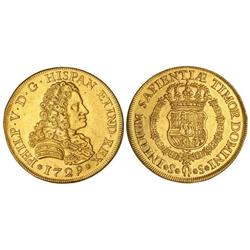 Spanish Monarchy: Philip V - 8 Escudos. 1729. SEVILLA. Anv.: PHILP... (Ligeramente limpiada). RARA. 