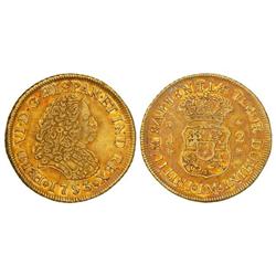 Spanish Monarchy: Ferdinand Vi - 2 Escudos. 1753/2. LIMA. J. Pátina. MUY RARA. Cal-150 var. sobrefec