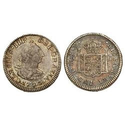 Spanish Monarchy: Charles Iii - 1/2 Real. 1773. MÉXICO. F.M. Brillo original. Preciosa pátina. Cal-1