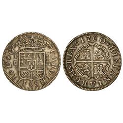 Spanish Monarchy: Charles Iii - 2 Reales. 1760. MADRID. J.P. Parte de brillo original. Cal-1290. EBC