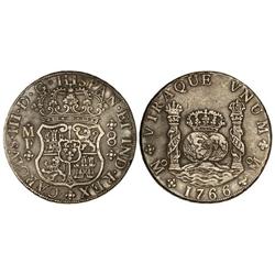 Spanish Monarchy: Charles Iii - 8 Reales. 1766. MÉXICO. M.F. Columnario. Restos de pátina irisada. (