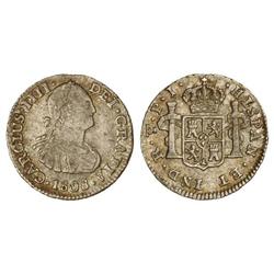 Spanish Monarchy: Charles Iv - 1/2 Real. 1808. POTOSÍ. P.J. Pátina. ESCASA. Cal-1325. MBC+. 