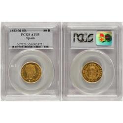 Spanish Monarchy: Ferdinand Vii - 80 Reales. 1822. MADRID. S.R. En estuche de metacrilato con certif