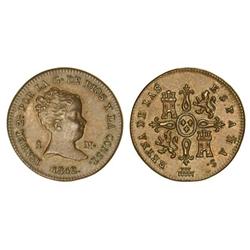 Spanish Monarchy: Elisabeth Ii - 1 Maravedí. 1842. SEGOVIA. 1,90 grs. Cospel doble. Cal-568. EBC-. 