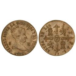 Spanish Monarchy: Elisabeth Ii - 8 Maravedís. 1850. JUBIA. Pátina marrón. Cal-488. SC-. 