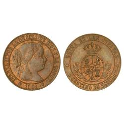 Spanish Monarchy: Elisabeth Ii - 1 Céntimo de Escudo. 1866. BARCELONA. Sin O.M. Parte de brillo orig