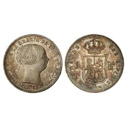 Spanish Monarchy: Elisabeth Ii - 1 Real. 1853. BARCELONA. Restos de brillo original. Bonita pátina. 
