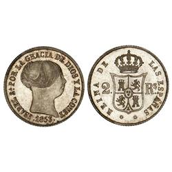 Spanish Monarchy: Elisabeth Ii - 2 Reales. 1853. BARCELONA. Brillo original. Pequeño sobrante de met