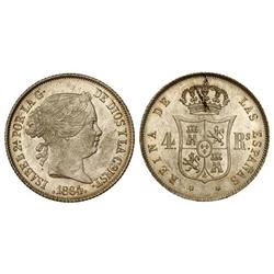 Spanish Monarchy: Elisabeth Ii - 4 Reales. 1864. MADRID. Brillo original. Cal-310. SC-. 