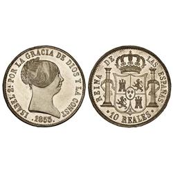 Spanish Monarchy: Elisabeth Ii - 10 Reales. 1853. BARCELONA. Brillo original. (Leves golpecitos en c