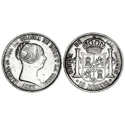 Spanish Monarchy: Elisabeth Ii - 10 Reales. 1855. BARCELONA. Cal-210. MBC+. 