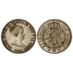 Spanish Monarchy: Elisabeth Ii - 10 Reales. 1844. MADRID. C.L. Pátina irisada en reverso. (Golpe en 
