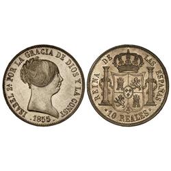 Spanish Monarchy: Elisabeth Ii - 10 Reales. 1855/4. MADRID. RARA EN ESTA CALIDAD. Cal-225 var. sobre