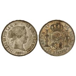 Spanish Monarchy: Elisabeth Ii - 10 Reales. 1860. MADRID. Pátina. (Leves golpecitos en canto). Cal-2